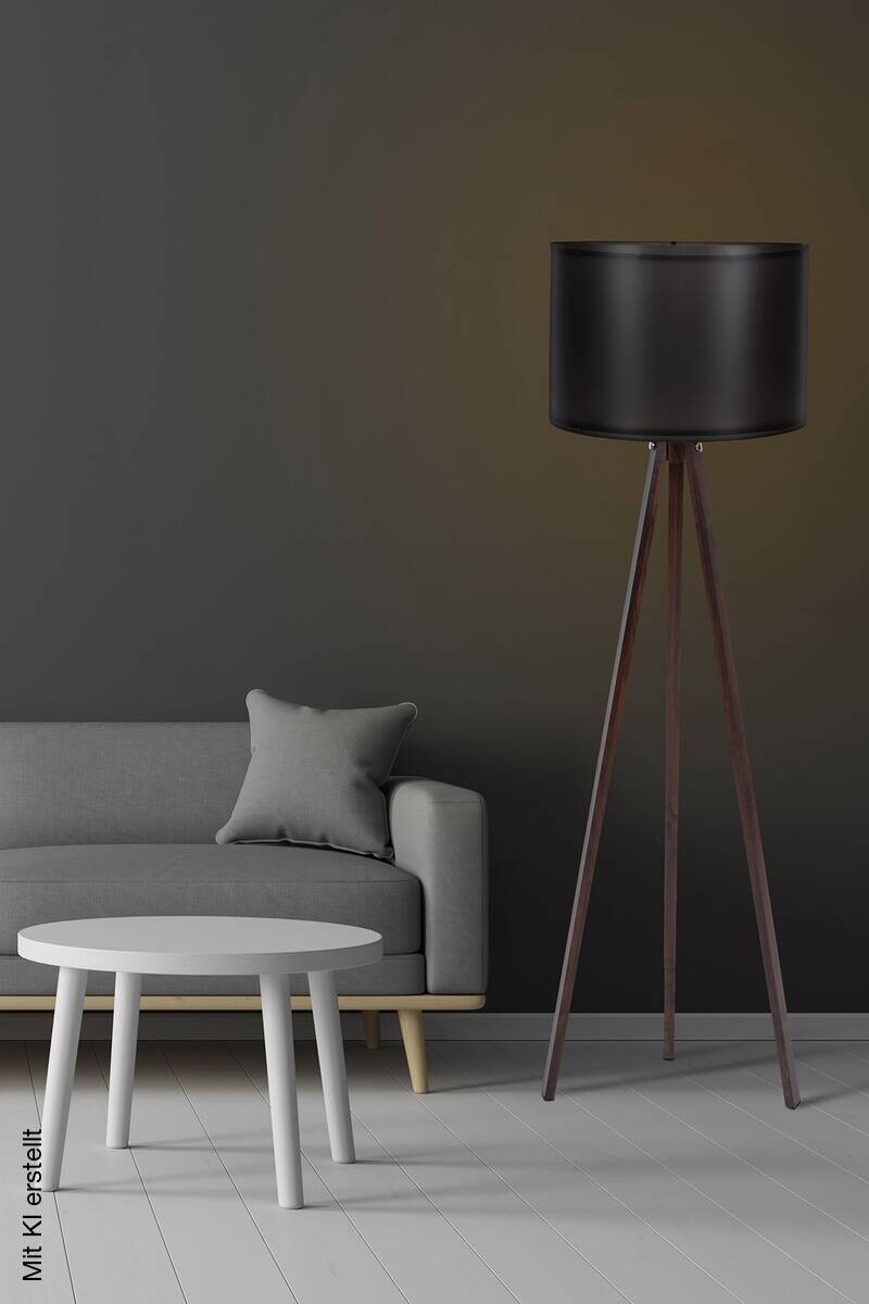 Opviq Stehlampe schwarz nussbaum MDF Polypropylen B/H/L: ca. 38x145x38 cm E27 1 Brennstellen