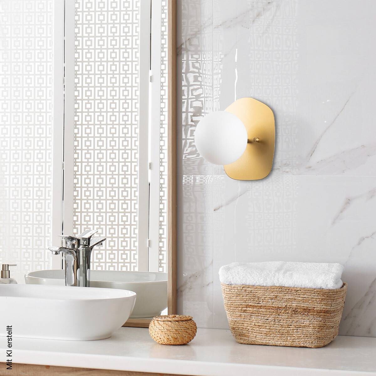 Opviq Wandleuchte gold Glas Metall B/H/L: ca. 25x25x20 cm E14 1 Brennstellen
