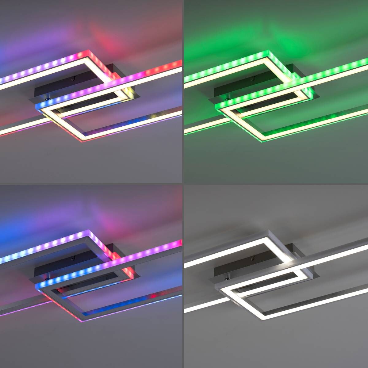 Just Light LED-Deckenleuchte FELIX60 14635-55 stahlfarbig weiß Kunststoff Stahl B/H/T: ca. 121x6,4x72 cm 2 Brennstellen