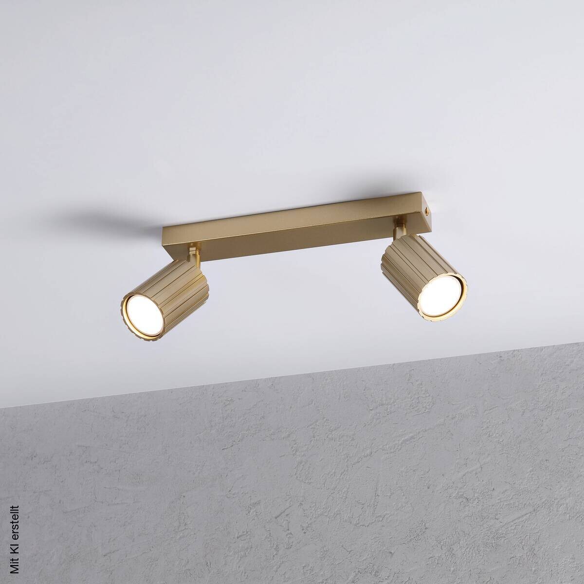 Lamkur Strahler Prisma gold Stahl B/H/L: ca. 6,5x16,5x30 cm 2 Brennstellen