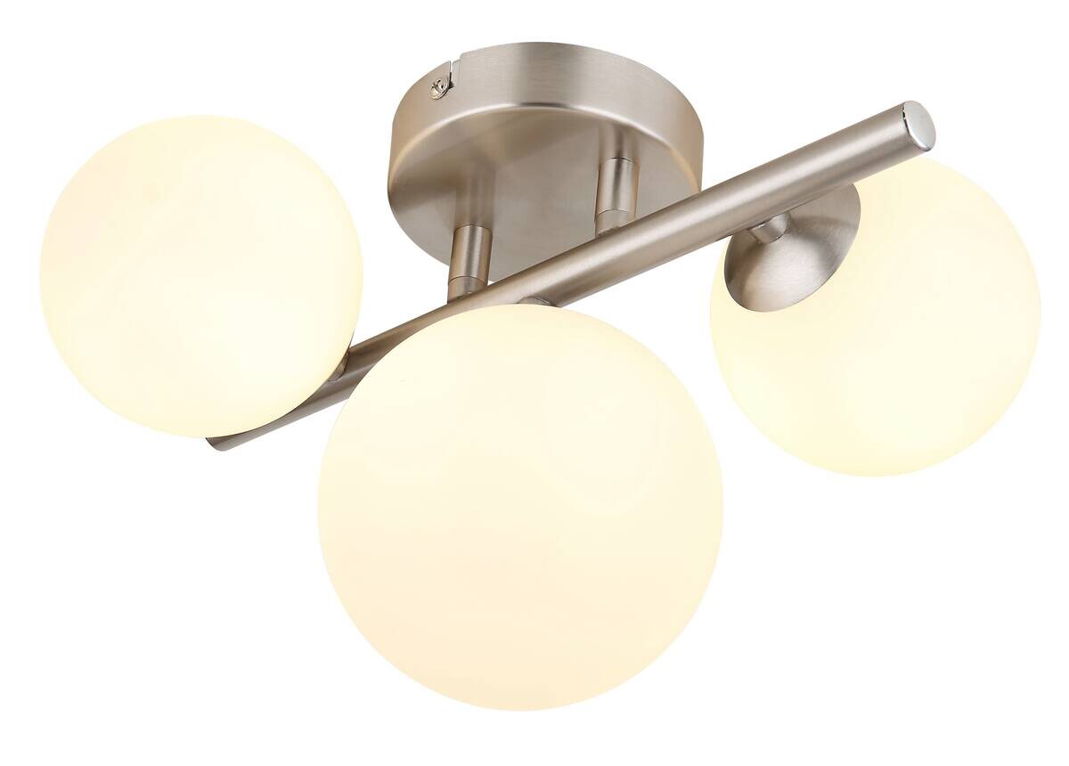 GLOBO Deckenleuchte nickel matt Metall B/H/T: ca. 23,5x20,5x28,5 cm G9 3 Brennstellen