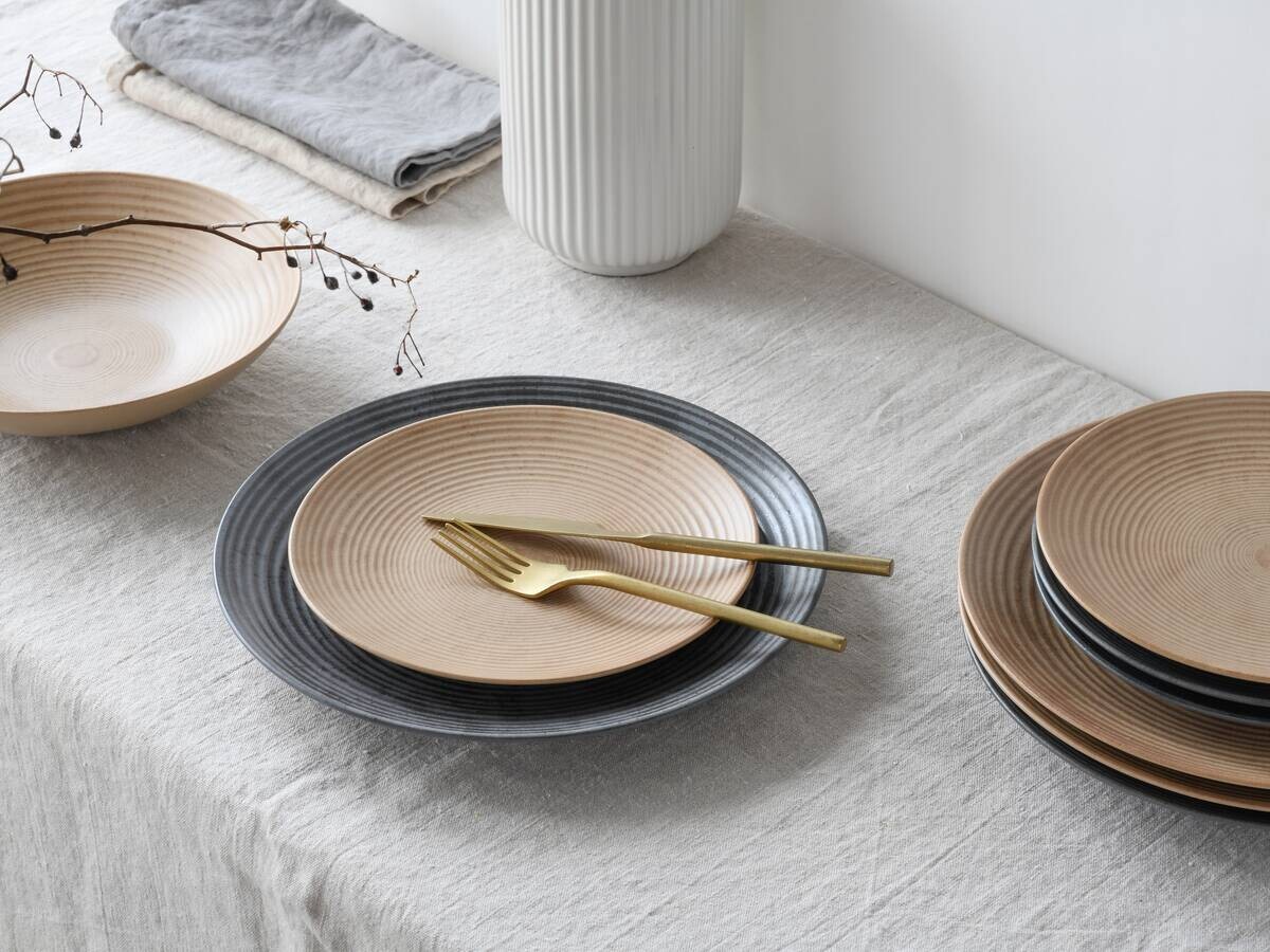 CreaTable Teller-Set Catania sand Steinzeug