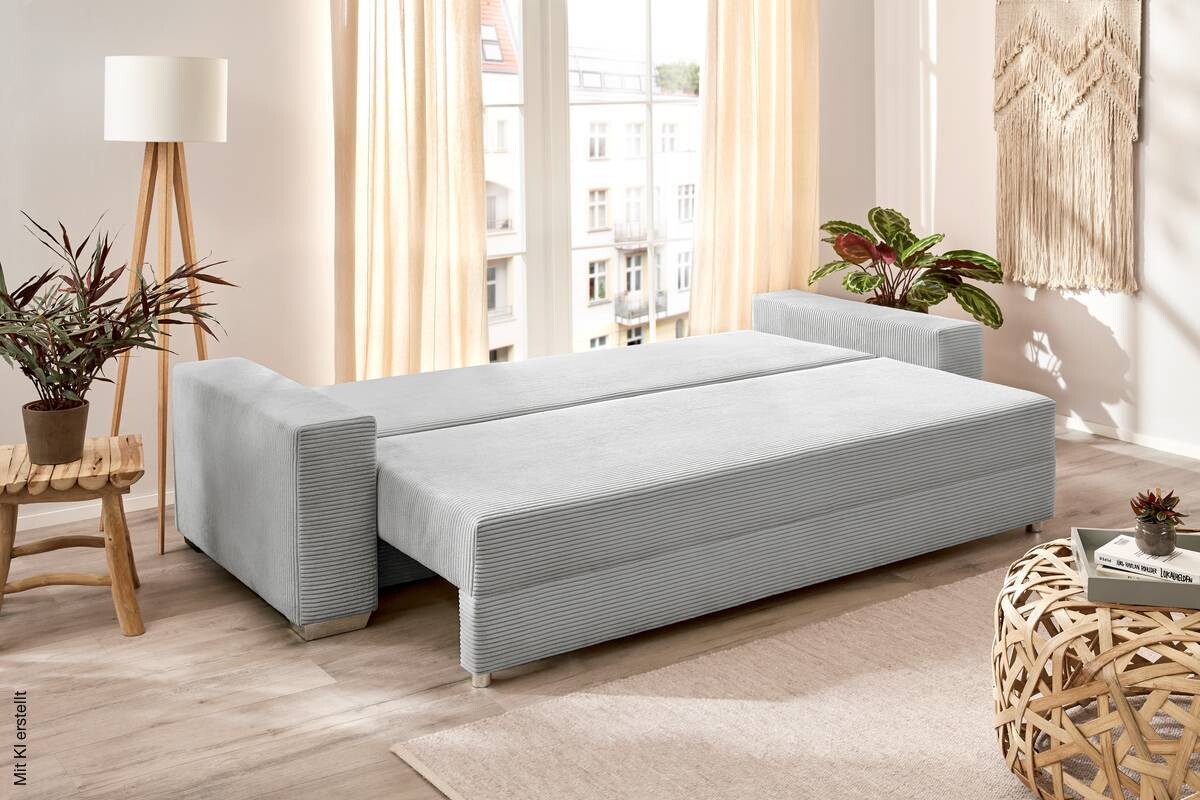 Schlafsofa Turin silber Kunststoff B/H/T: ca. 240x74x95 cm