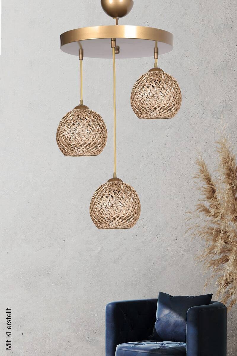 Opviq Pendelleuchte Crayon beige Metall B/H/T/L/D: ca. 32x80x32x32x32 cm E27 3 Brennstellen