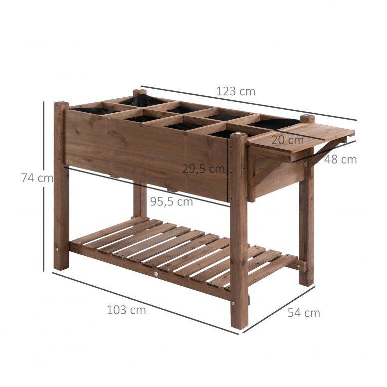 Outsunny Hochbeet braun H/T/L: ca. 74x54x123 cm