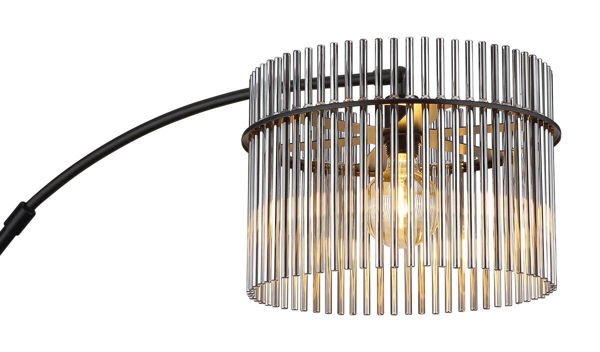 GLOBO Stehlampe mattschwarz Rauch Metall Glas B/H/L: ca. 38x185x120 cm E27 1 Brennstellen