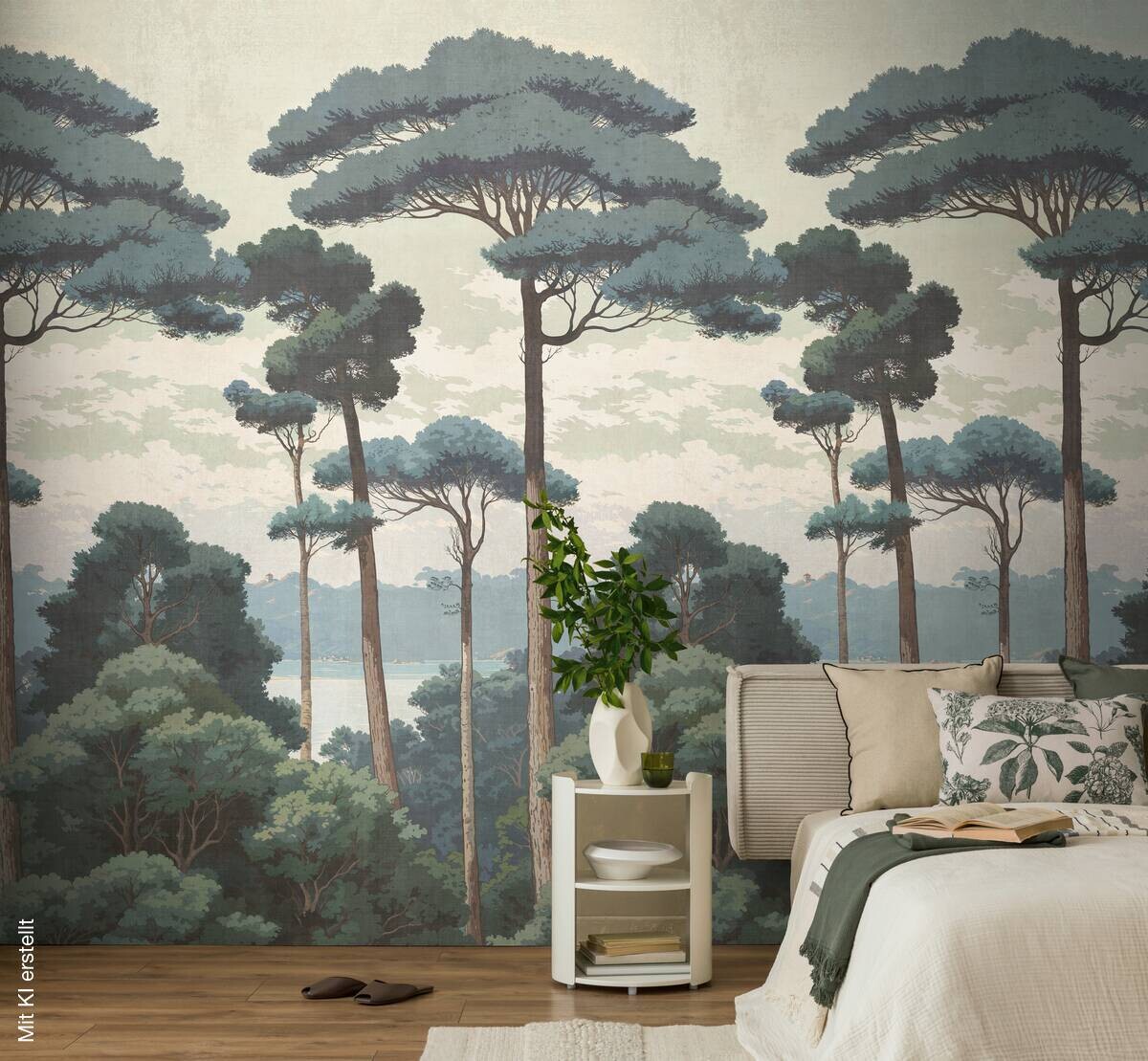 Livingwalls Fototapete Landschaft grün weiß creme B/L: ca. 280x159 cm