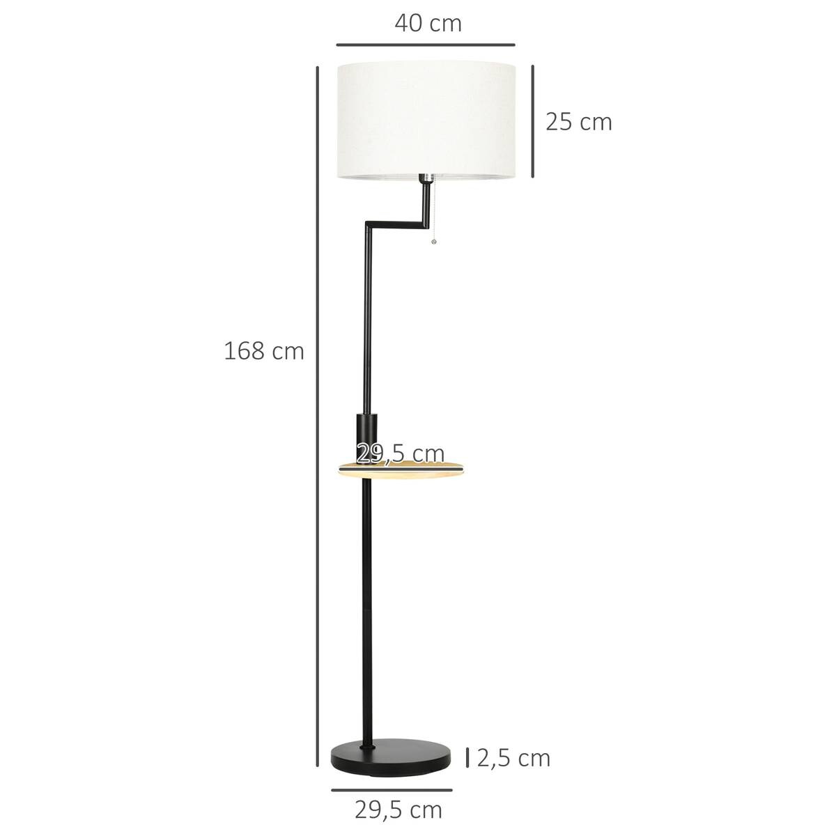 HOMCOM Stehlampe cremeweiß Stahl Bambus Polyester B/H/T: ca. 40x168x40 cm