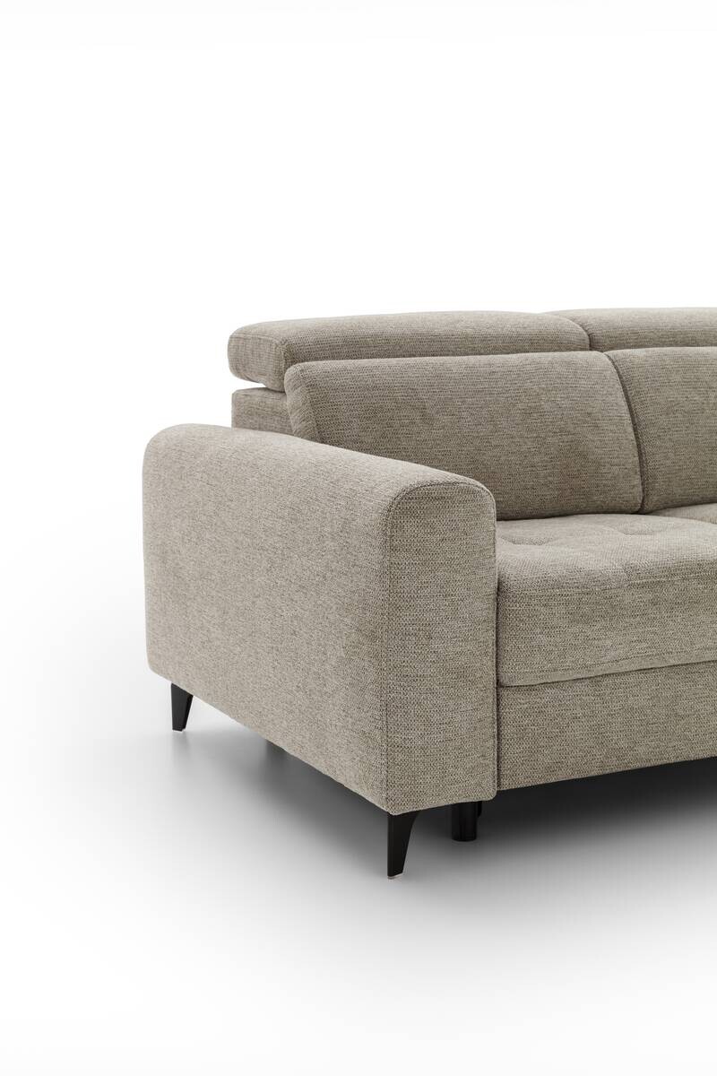Ecksofa mit Bettfunktion taupe Flachgewebe B/H/T: ca. 258x96x221 cm