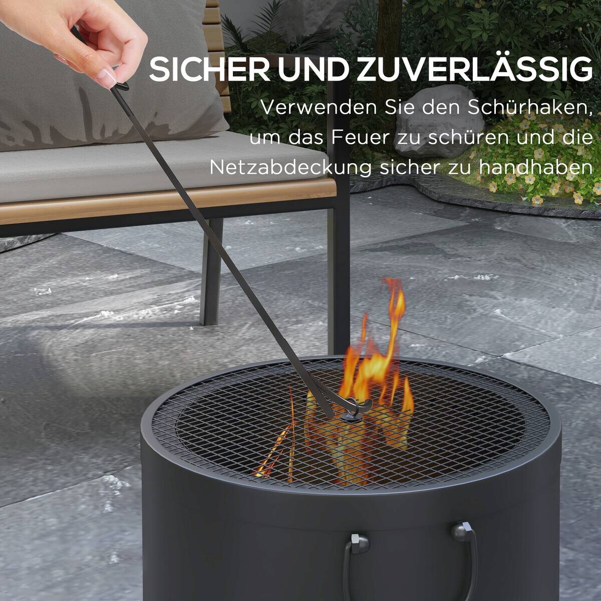 Outsunny Feuerschale dunkelgrau Polypropylen B/H/L: ca. 38x38x27 cm