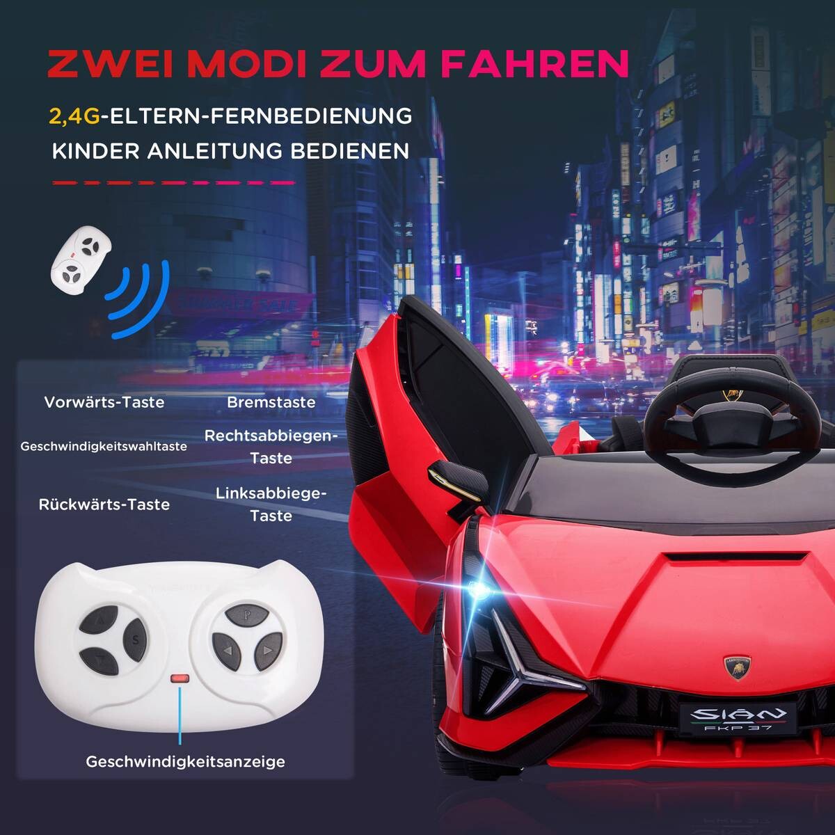 HOMCOM Kinder-Elektroauto rot B/H/L: ca. 62x65x132 cm
