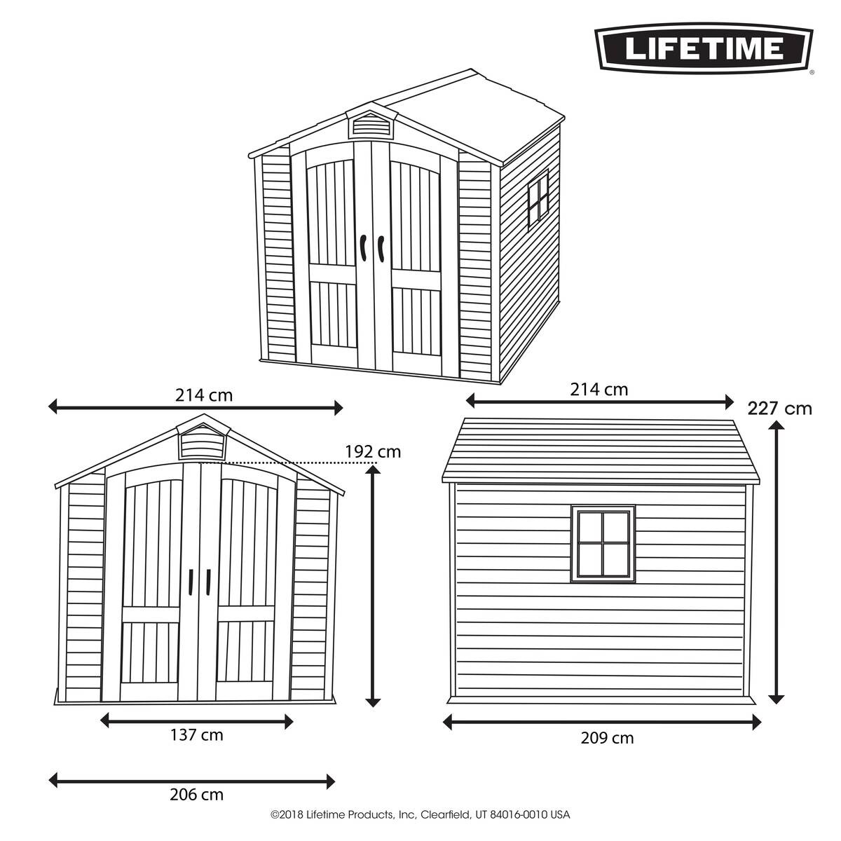 Lifetime Gartenhaus Fox Lichtgrau B/H/L: ca. 215x227x213 cm