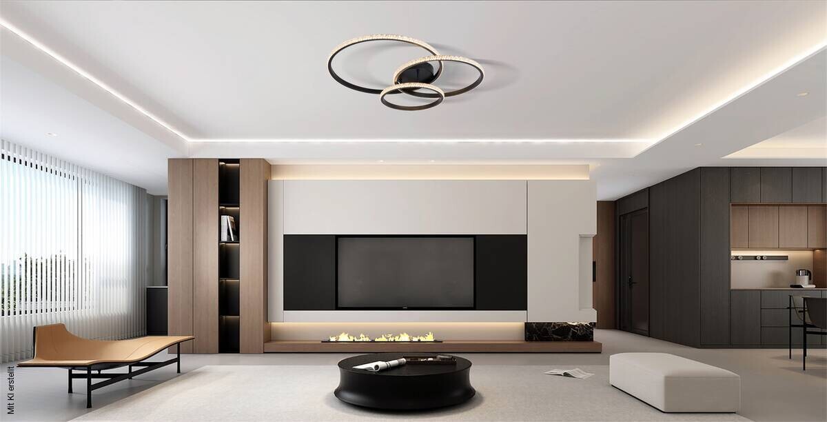 POCOline LED-Deckenleuchte Mica mattschwarz Metall Acryl B/H/L: ca. 50x12,5x77,5 cm
