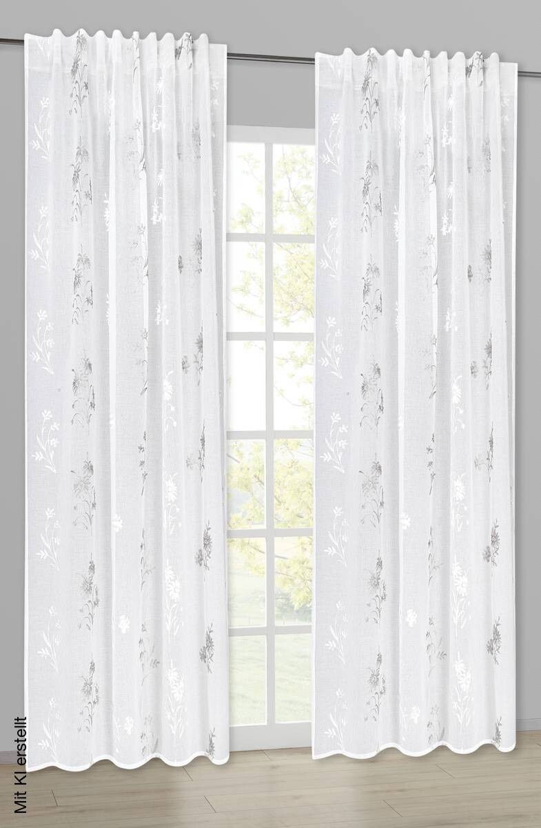 Happy Home Kombivorhang Blattranke silber B/L: ca. 140x245 cm