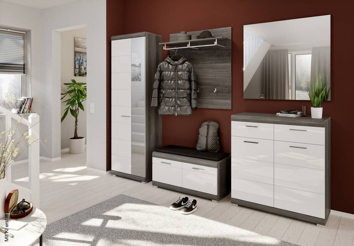 Sitzbank SCOUT Rauchsilber Nachbildung weiß Hochglanz B/H/T: ca. 90x44x40 cm