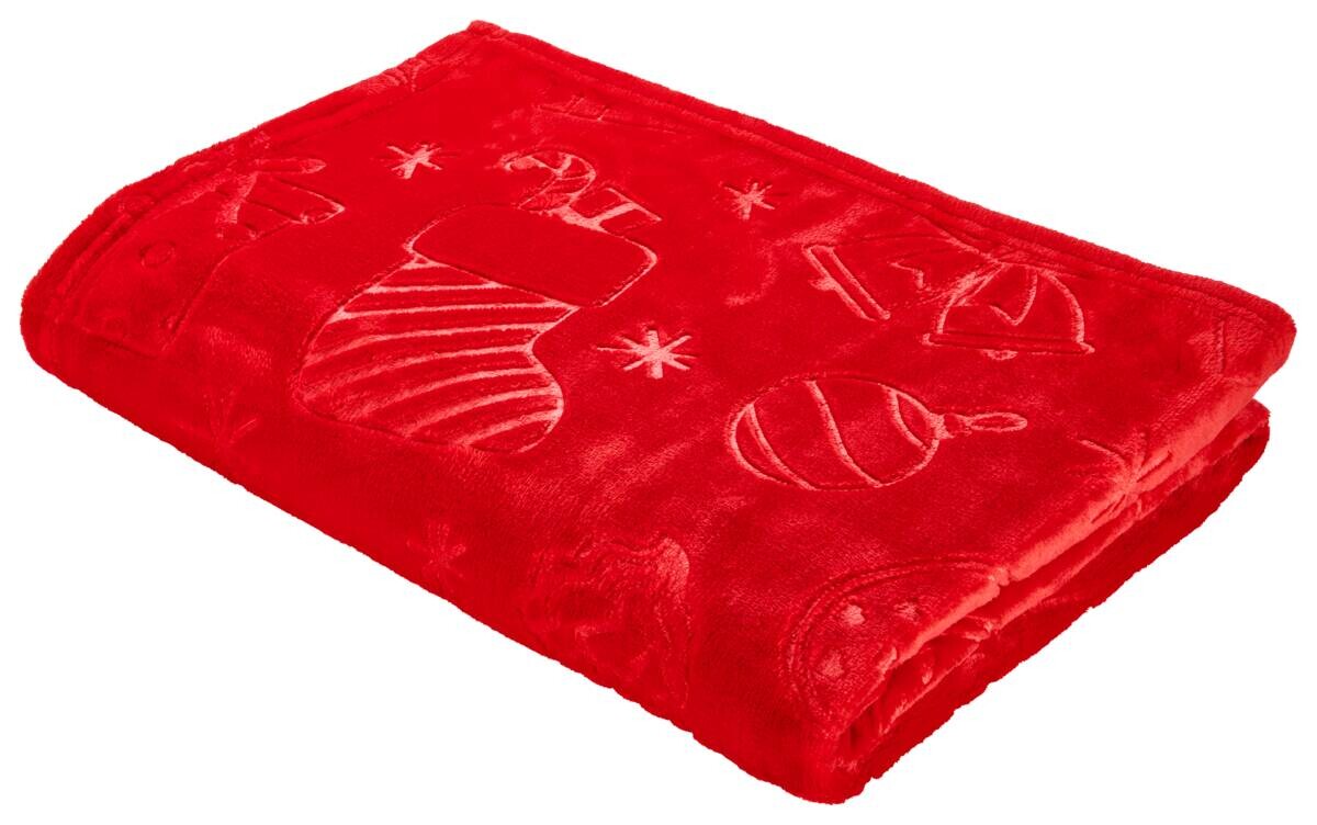 Flanelldecke Weihnachten Flanell rot Polyester B/L: ca. 140x200 cm