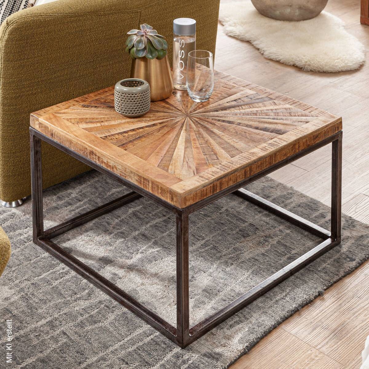 Couchtisch natur natur grau lackiert B/H/T: ca. 55x40,5x55 cm