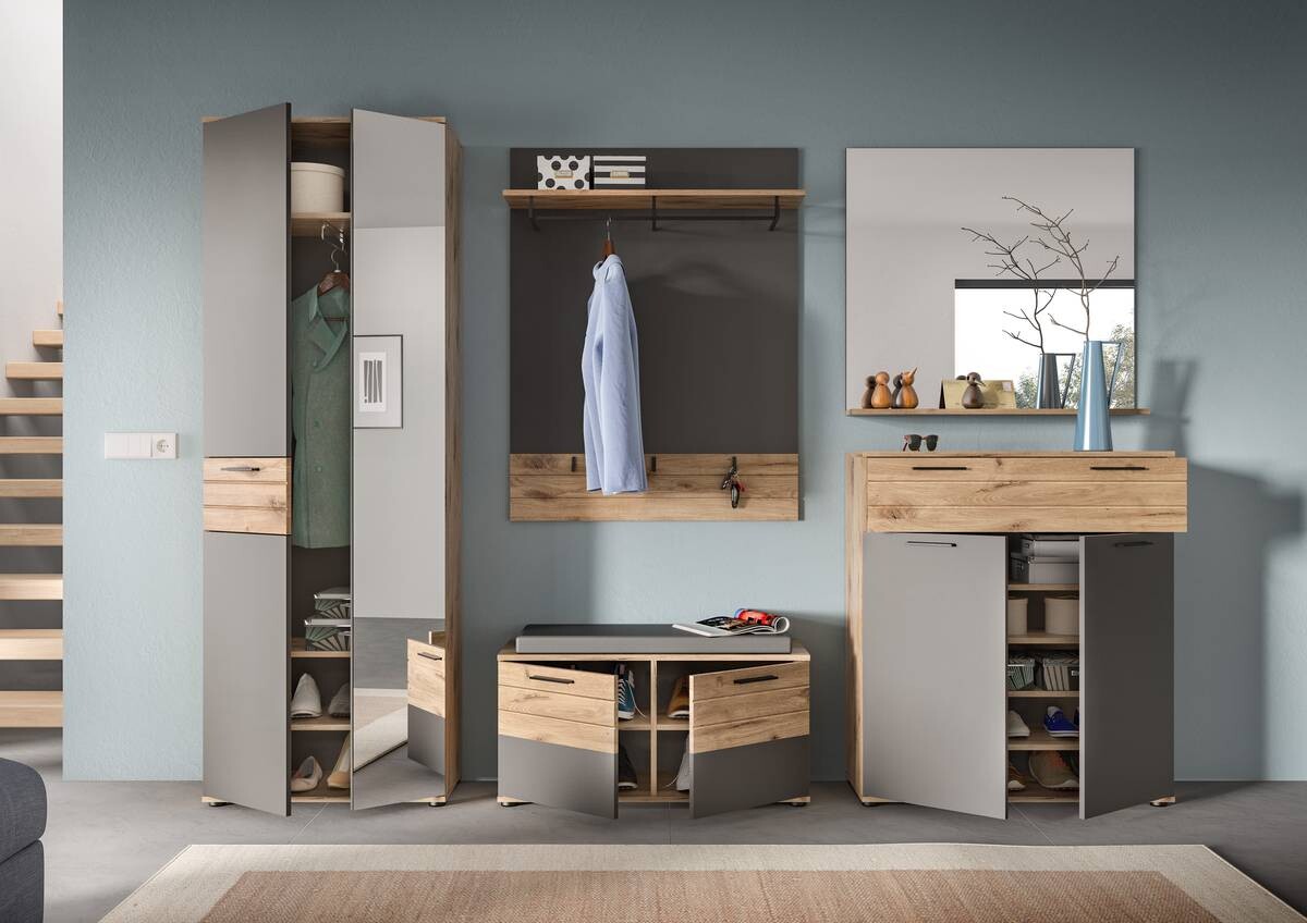 Schuhkommode Mason Nox Oak Nachbildung dunkelgrau B/H/T: ca. 90x104x37 cm