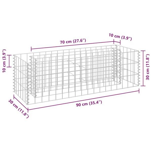 Gabionen-Hochbeet silber Stahl B/H/L: ca. 30x30x90 cm