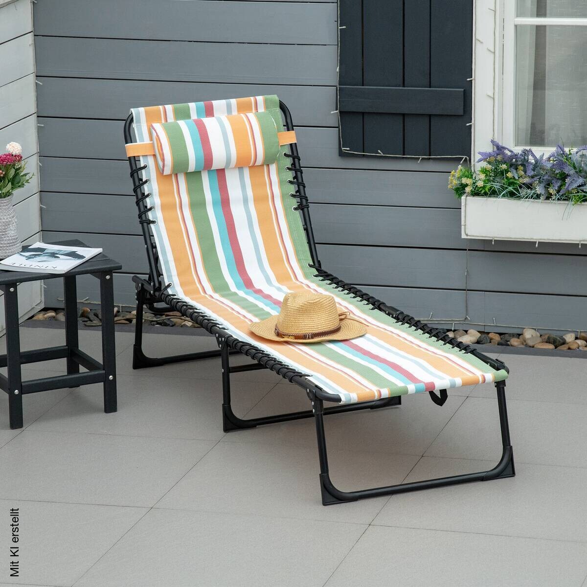 Outsunny Sonnenliege mehrfarbig Stahl B/H/L: ca. 58x30x189 cm