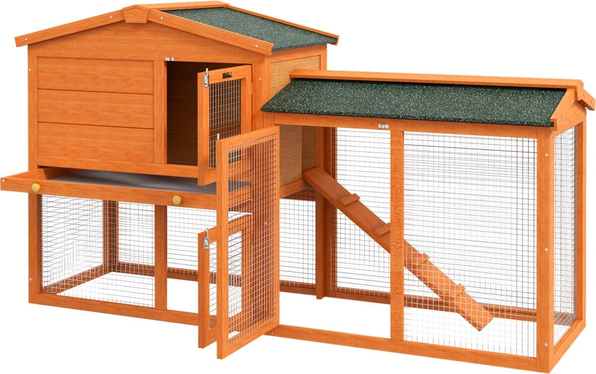 PawHut Kaninchenstall orange Holz B/H/L: ca. 45x85x150 cm