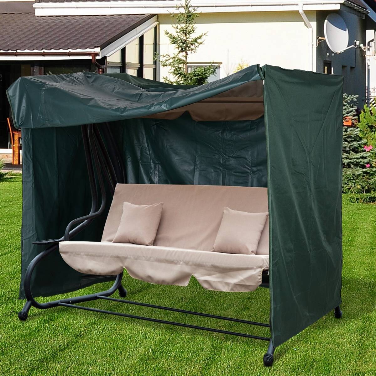 Outsunny Abdeckung für Hollywoodschaukel dunkelgrün Polyester-Mischgewebe B/H/L: ca. 124x164x205 cm