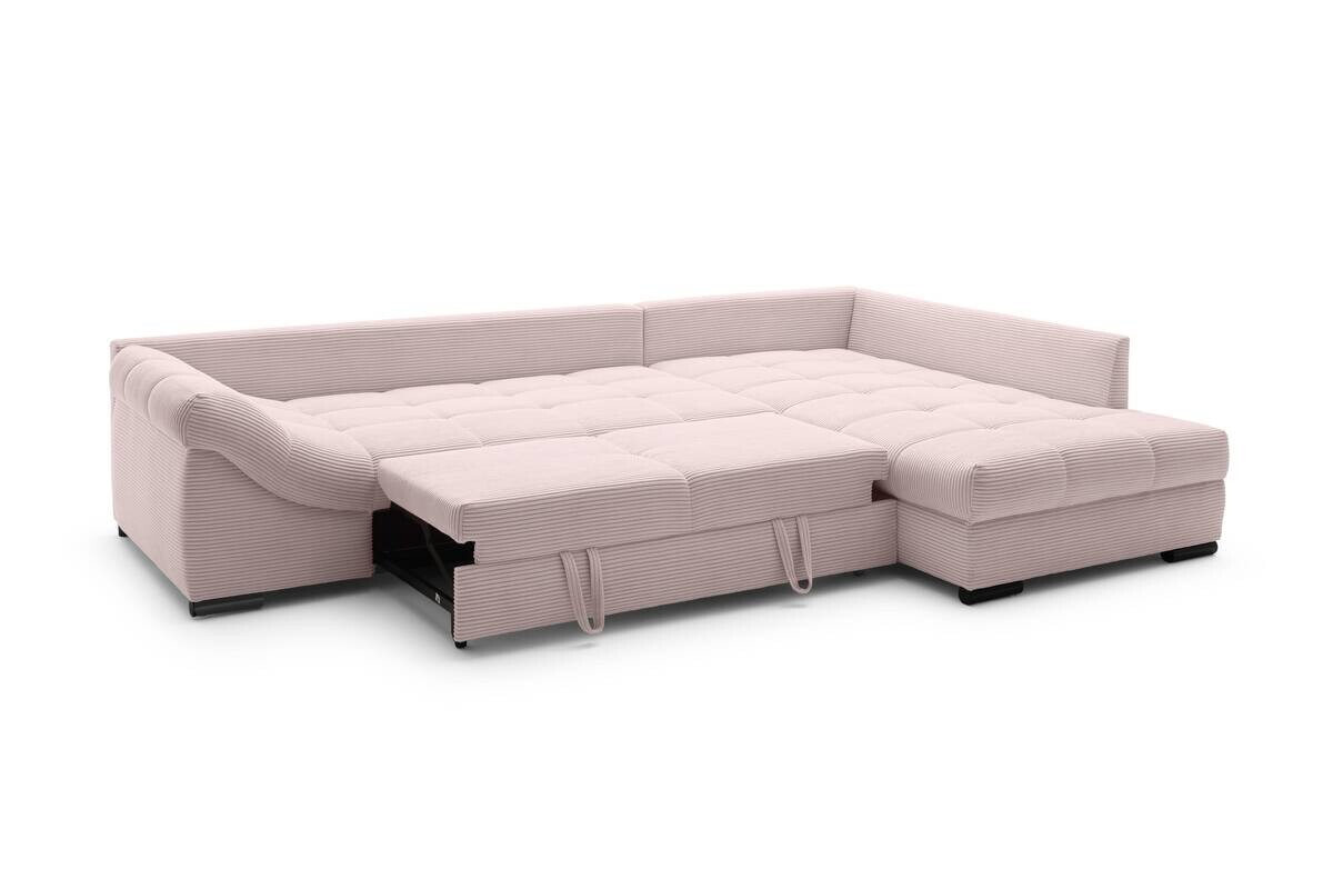 Ecksofa mit Bettfunktion altrosa Microfaser B/H/T: ca. 303x88x202 cm