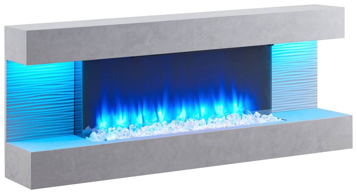Balderia Wandkamin Elektrischer-Kamin Hestia grau MDF B/H/T: ca. 152x59x25 cm