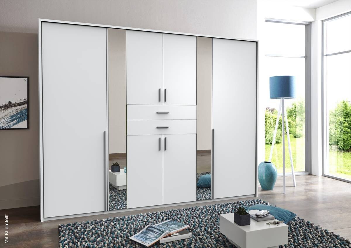 Kleiderschrank Vanea weiß B/H/T: ca. 270x210x58 cm