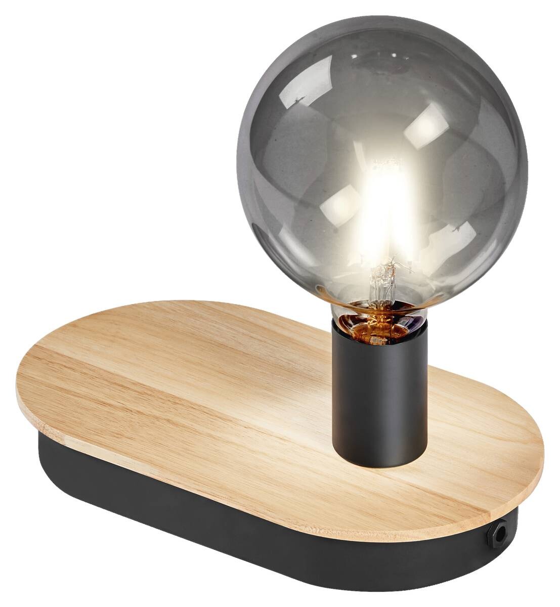LEDVANCE Tischleuchte Wood natur schwarz Holz Metall B/H/L: ca. 15x9,8x26 cm E27 1 Brennstellen