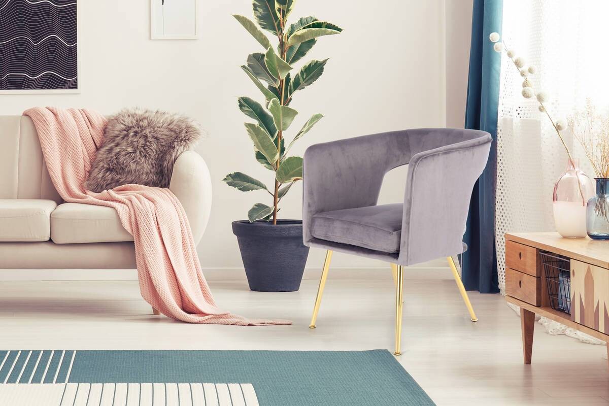 Stuhl Jolene 100 grau Microfaser Samt B/H/T: ca. 60x77x63 cm