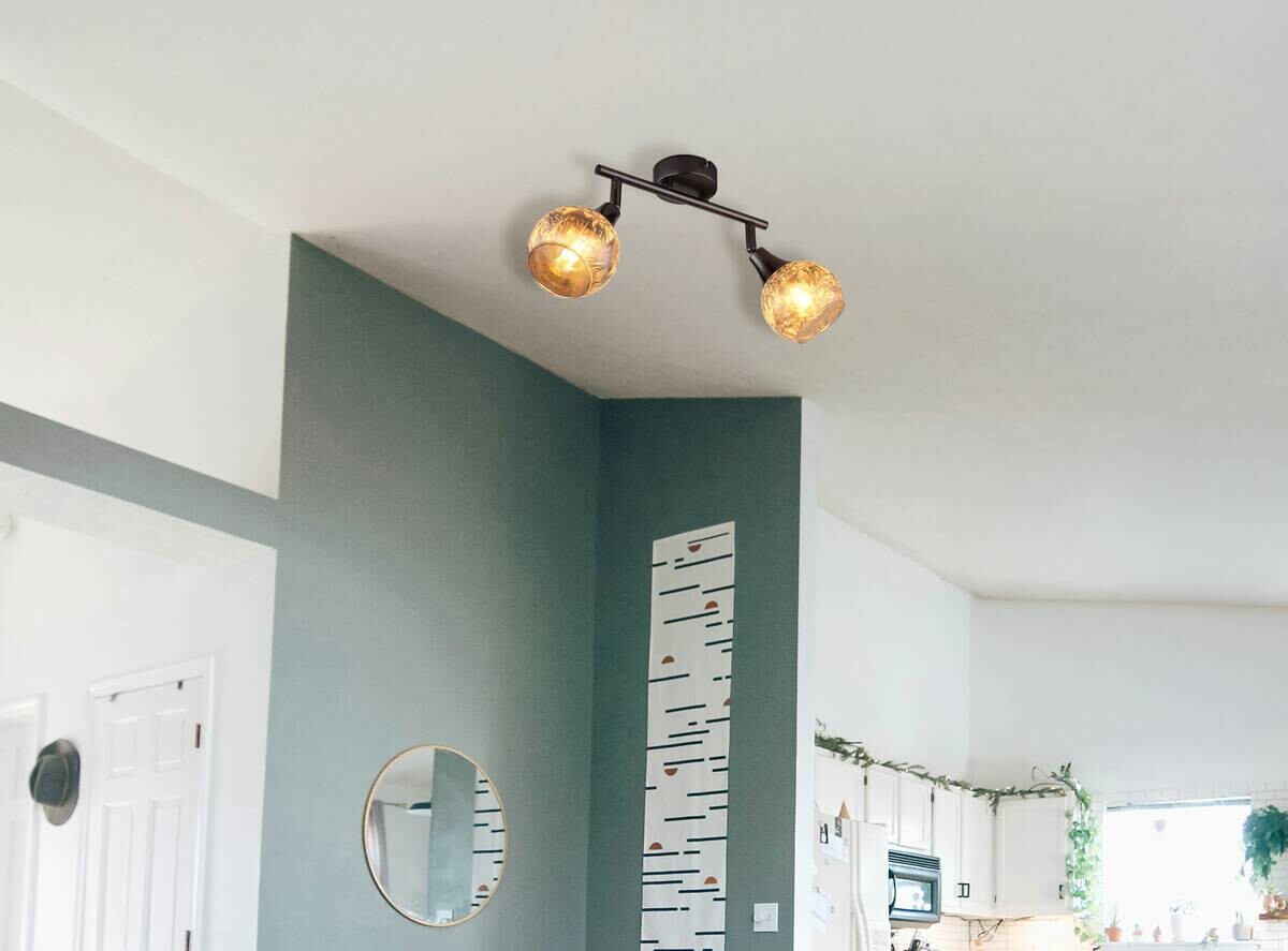 GLOBO Strahler schwarz Chrom Glas Metall B/H/L: ca. 11x26x16 cm E14 2 Brennstellen