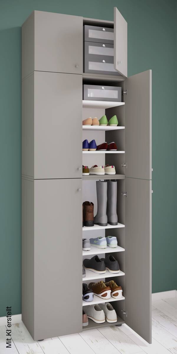 Schuhschrank Lona grau weiß B/H/T: ca. 70x223x39 cm