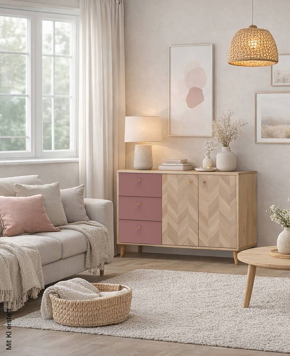 Sideboard Visby Eiche Nachbildung mauve B/H/T: ca. 109x63,9x33,05 cm