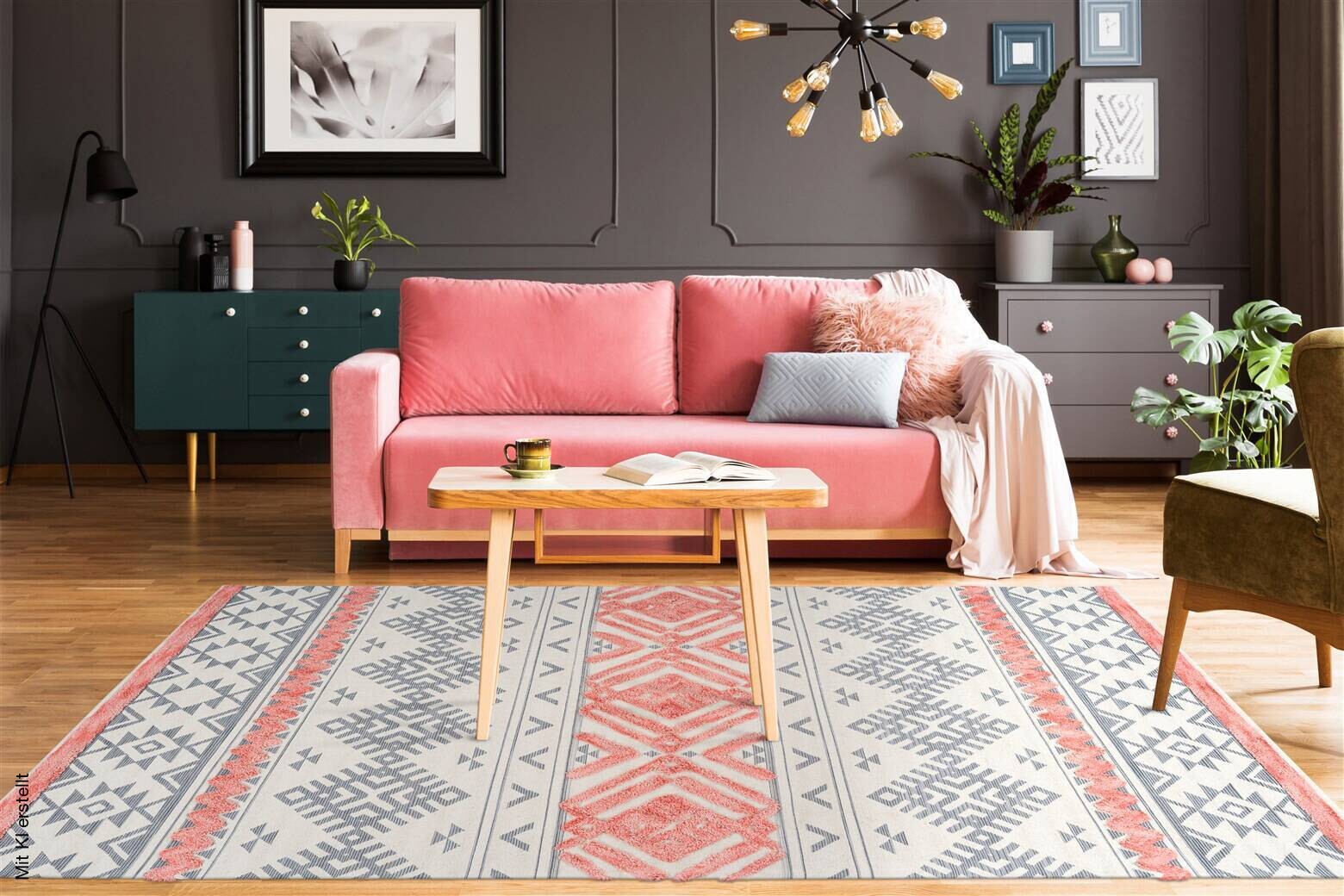Arte Espina Kurzflorteppich Ethnie 225 apricot B/H/L: ca. 160x1x230 cm