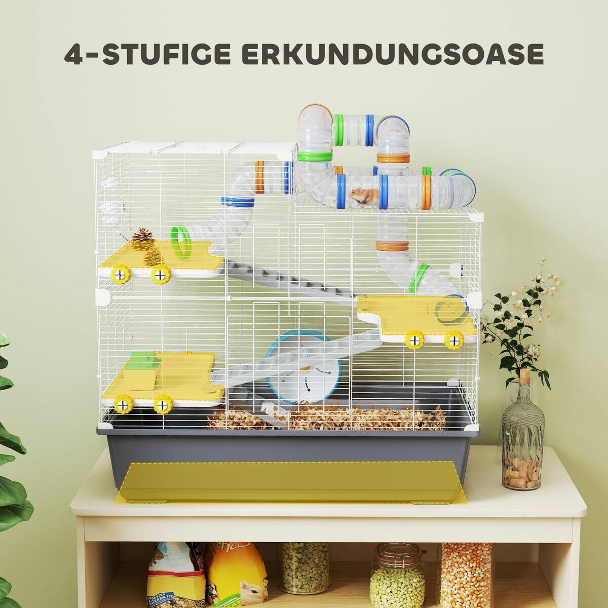 PawHut Hamsterkäfig grau Metall B/H/L: ca. 45x73x78 cm