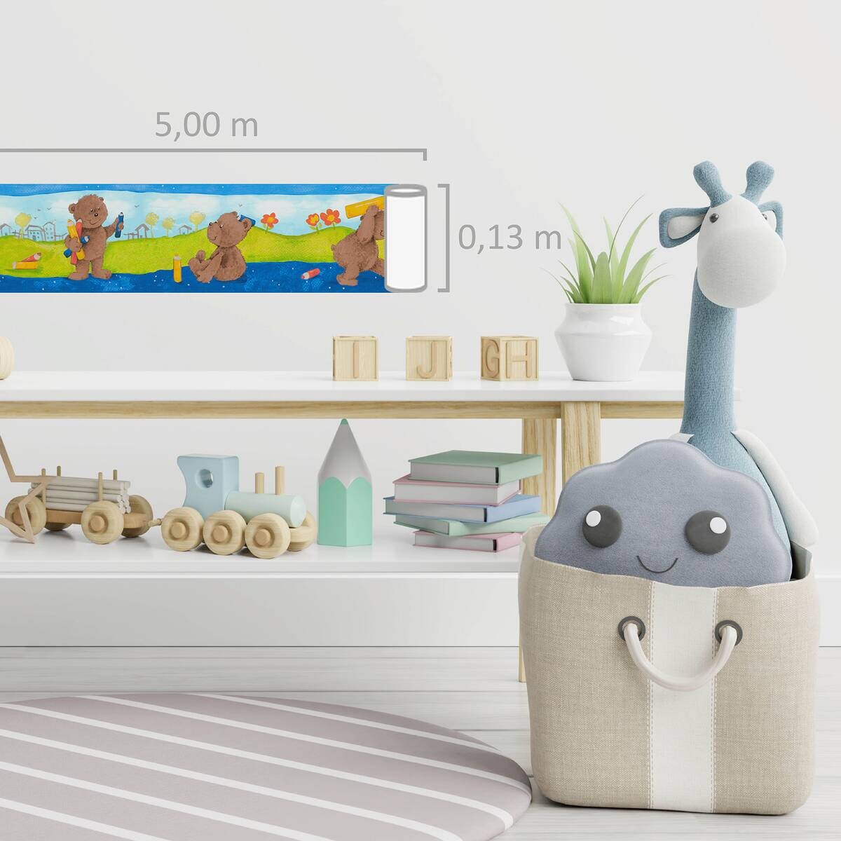 A.S.Creation Papiertapete bunt grün blau B/H/D: ca. 13x500x5,5 cm