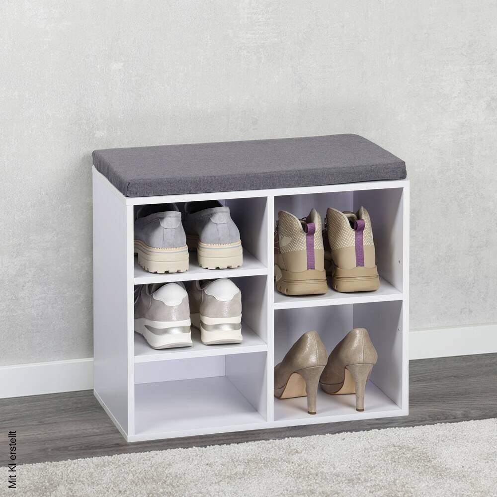 Kesper Schuhschrank mit Sitzkissen weiß Spanplatte B/H/L: ca. 29,5x48x515 cm