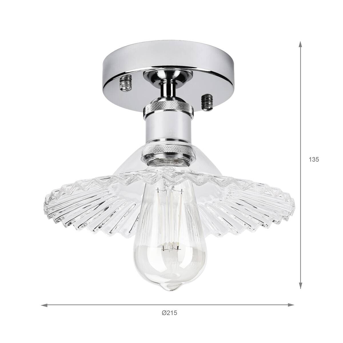 Lamkur Deckenleuchte Chrom transparent Stahl Glas B/H/L: ca. 21,5x13,5x21,5 cm E27 1 Brennstellen