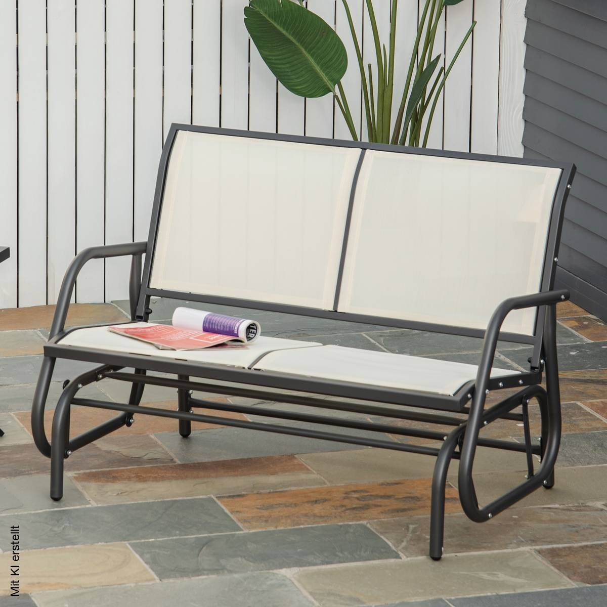 Outsunny Sitzbank schwarz Metall B/H/L: ca. 70x85x120 cm