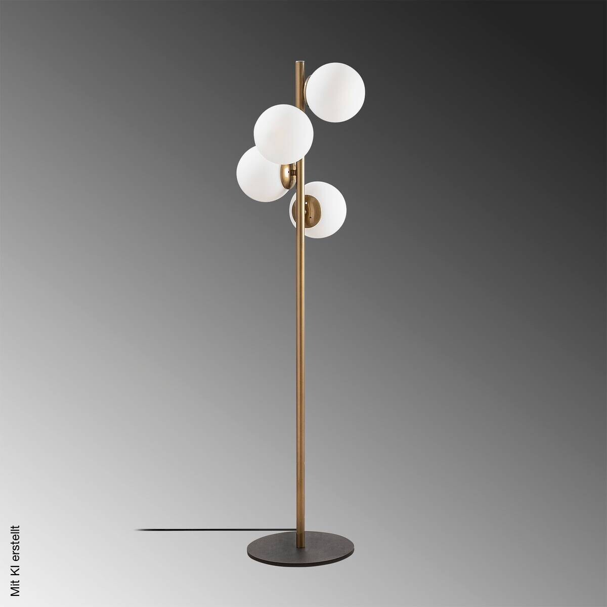 Opviq Stehlampe gold Metall Glas B/H/T/L/D: ca. 32x130x32x32x32 cm E27 4 Brennstellen