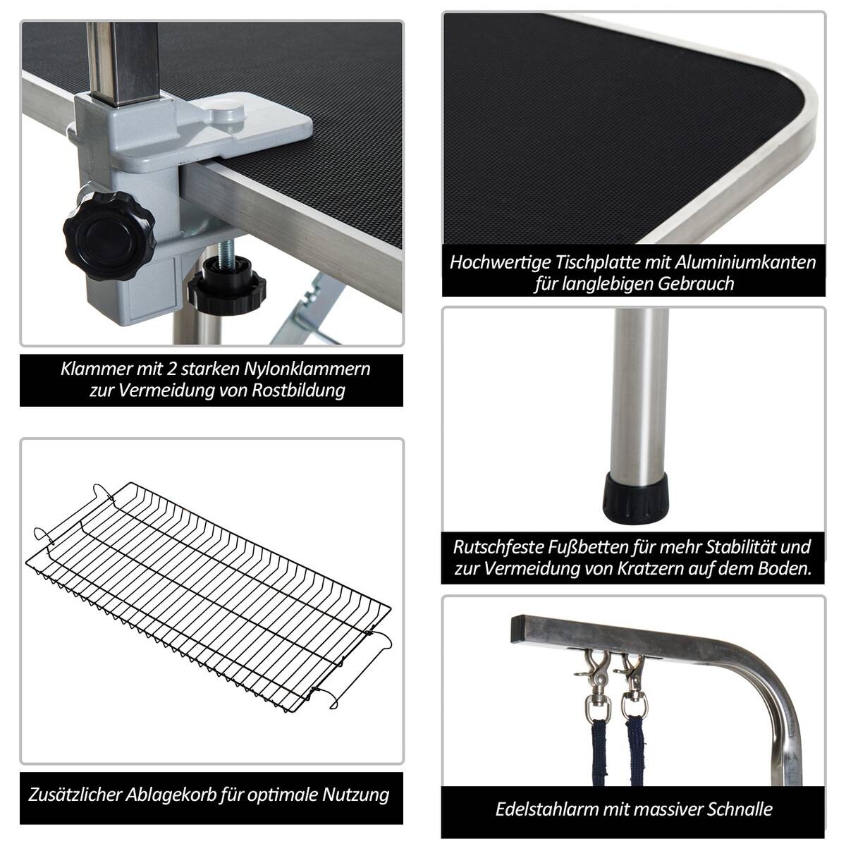 PawHut Hundetrimmtisch schwarz Gummi B/H/L: ca. 62x77x92 cm