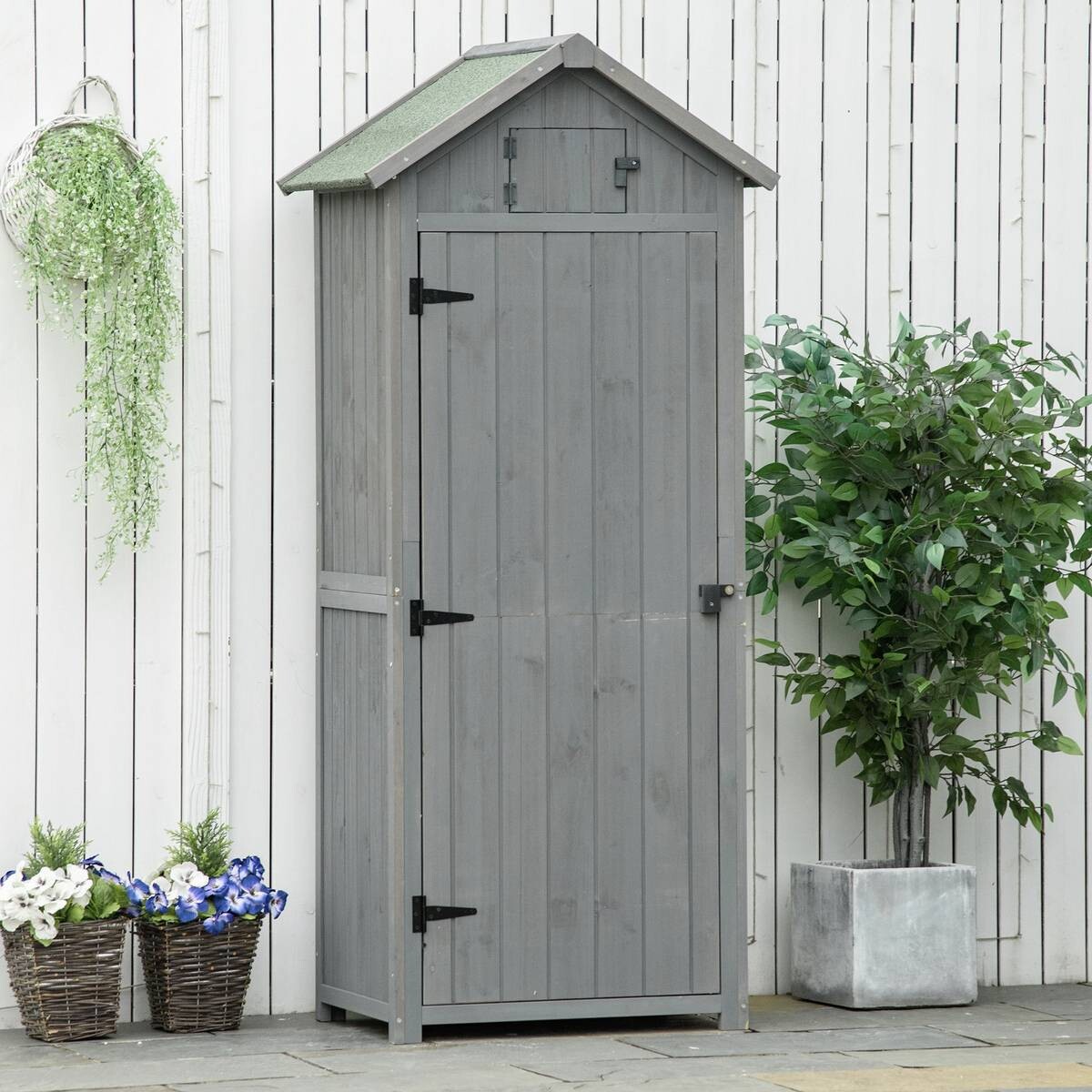 Outsunny Gartenhaus grau B/H/L: ca. 54x179x77 cm