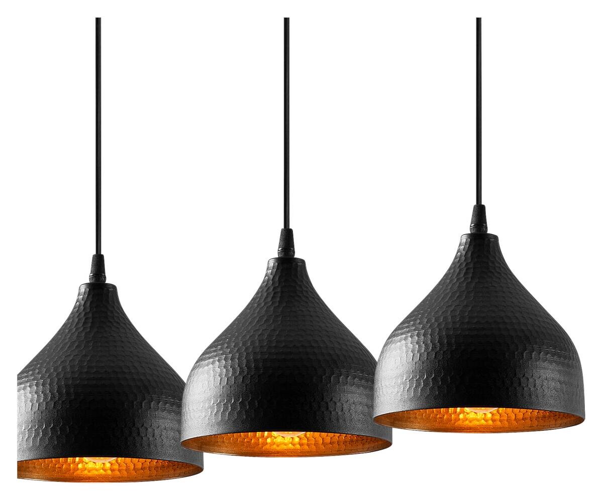 Opviq Pendelleuchte Tattoo schwarz Metall B/H/T/L/D: ca. 18x114x18x68x18 cm E27 3 Brennstellen