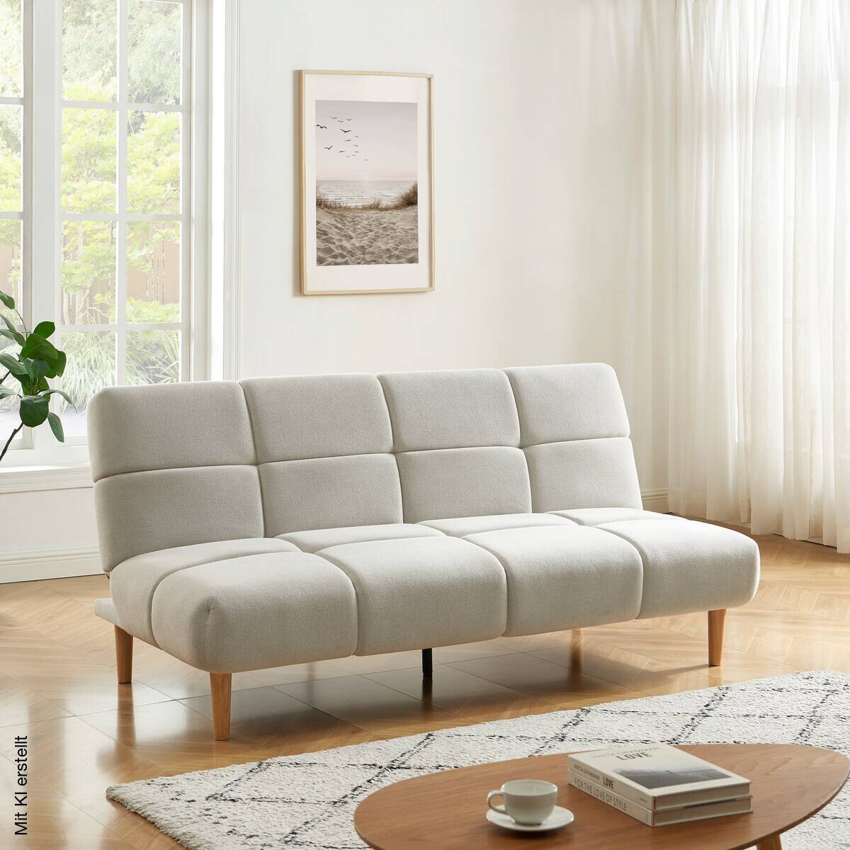 Schlafsofa beige Polyester B/H/T: ca. 190x90x91 cm
