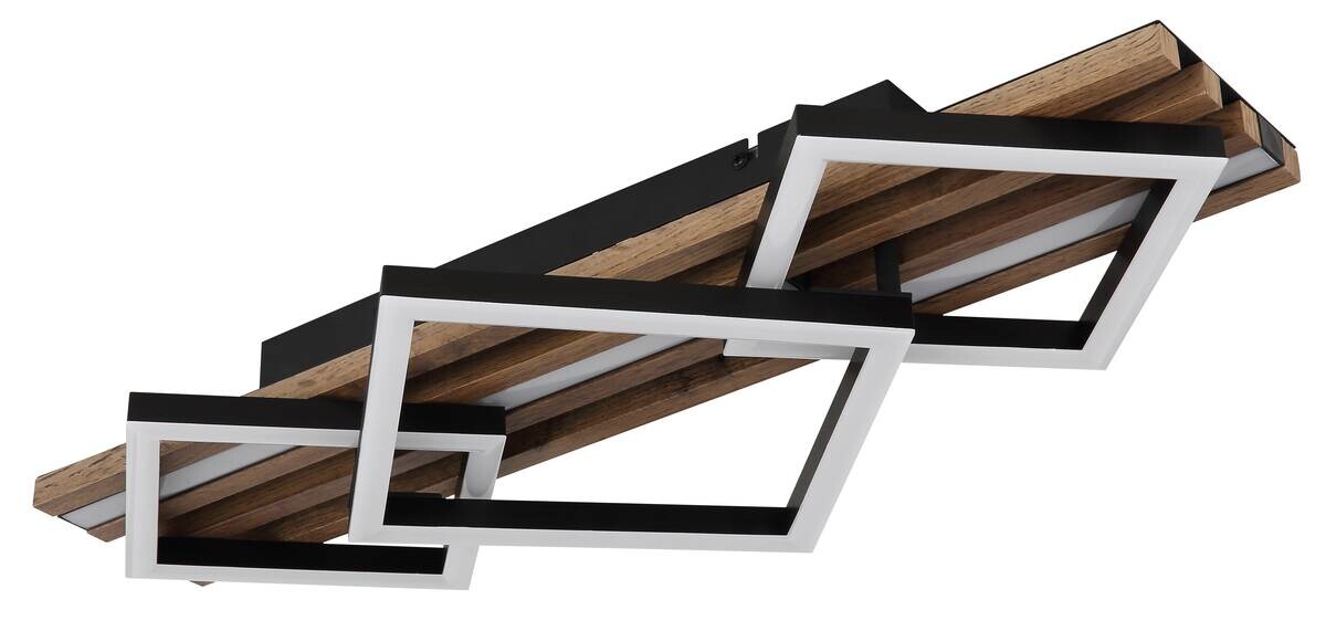 GLOBO LED-Deckenleuchte OBRIEN 67344D2 Opal mattschwarz MDF Kunststoff Metall B/H/L: ca. 61x9,5x31 cm 1 Brennstellen