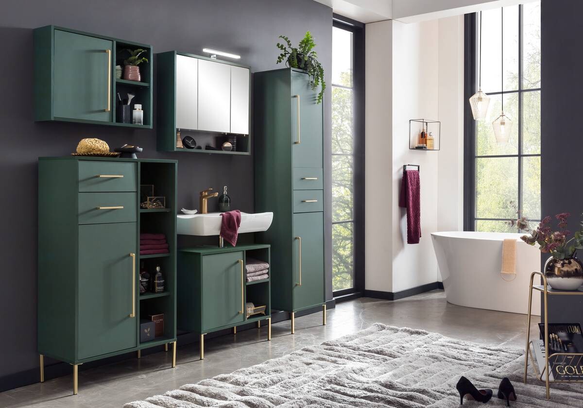 Waschbeckenunterschrank Kent waldgrün B/H/T: ca. 65,3x63,3x33,1 cm