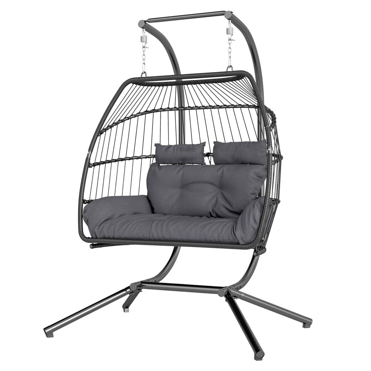 Outsunny Rattan Hängesessel dunkelgrau Polyethylen B/H/L: ca. 100x185x170 cm