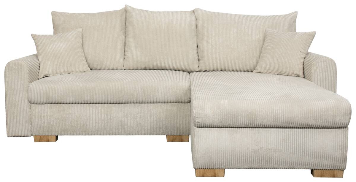 Ecksofa mit Bettfunktion und Bettkasten beige Microfaser B/H/T: ca. 224,5x90x168 cm