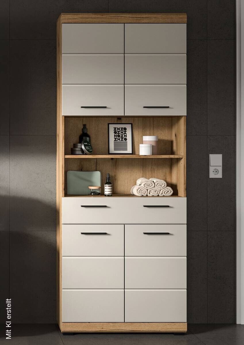 Badhochschrank Scout Evoke Oak Nachbildung Kaschmirgrau Nachbildung B/H/T: ca. 74x191x31 cm